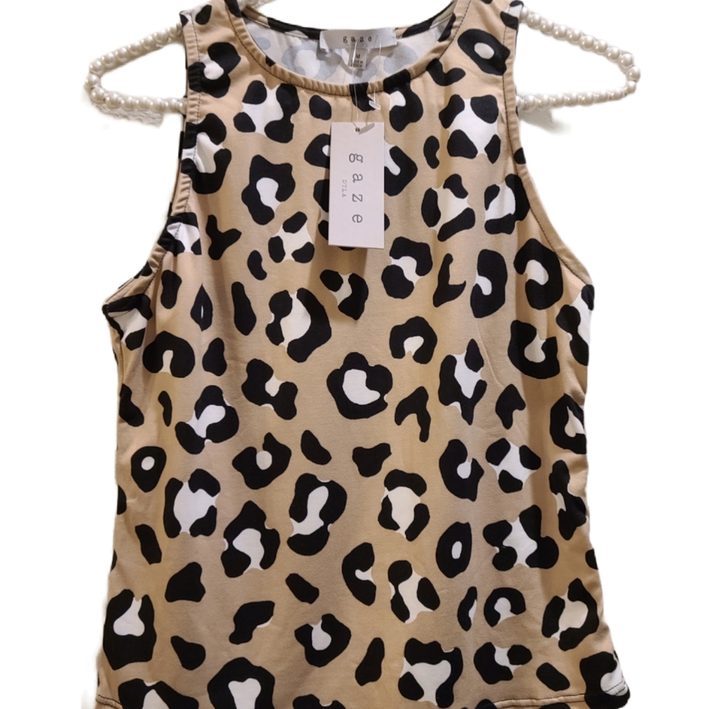 Gaze, Animal Printed, Brown tank tops